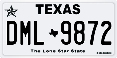 TX license plate DML9872