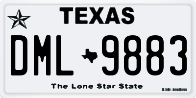 TX license plate DML9883