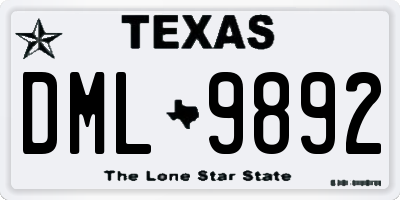 TX license plate DML9892