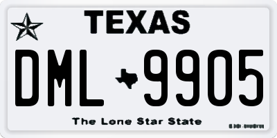 TX license plate DML9905