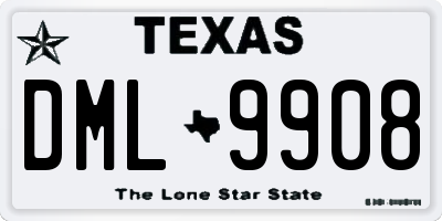 TX license plate DML9908