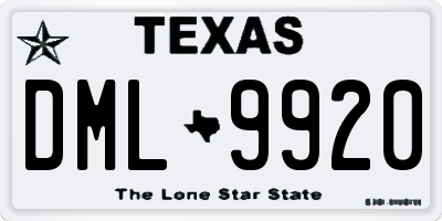 TX license plate DML9920