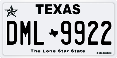 TX license plate DML9922