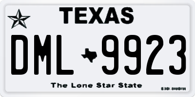 TX license plate DML9923