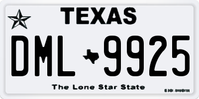 TX license plate DML9925