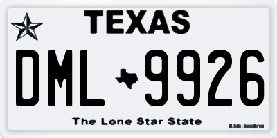 TX license plate DML9926
