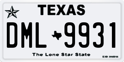 TX license plate DML9931