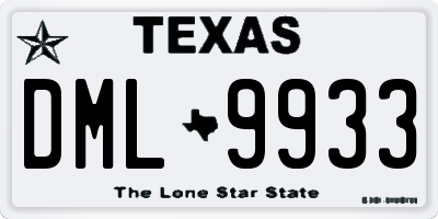 TX license plate DML9933