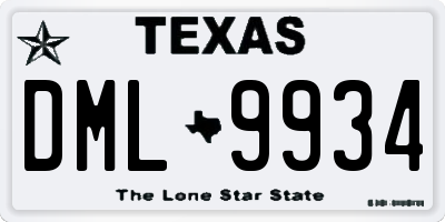 TX license plate DML9934