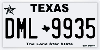 TX license plate DML9935