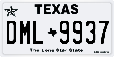 TX license plate DML9937