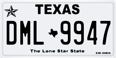 TX license plate DML9947