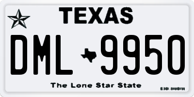 TX license plate DML9950
