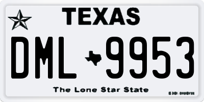 TX license plate DML9953