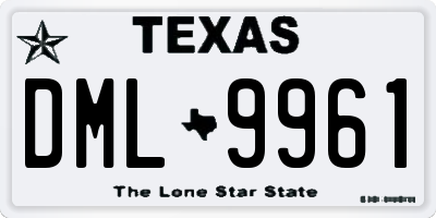 TX license plate DML9961