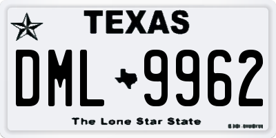 TX license plate DML9962