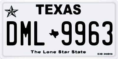 TX license plate DML9963
