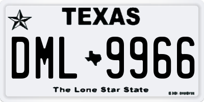 TX license plate DML9966