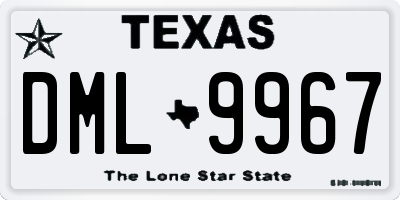 TX license plate DML9967