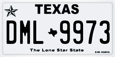 TX license plate DML9973