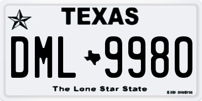 TX license plate DML9980