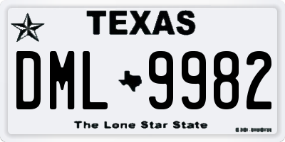 TX license plate DML9982
