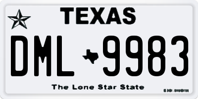 TX license plate DML9983