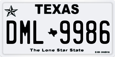 TX license plate DML9986