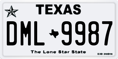 TX license plate DML9987