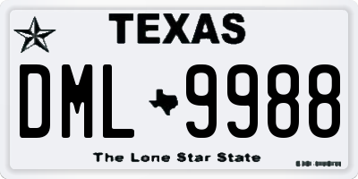 TX license plate DML9988