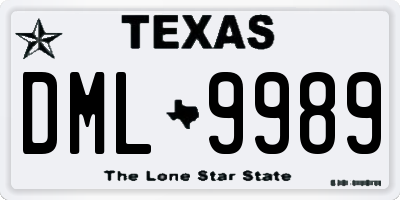TX license plate DML9989