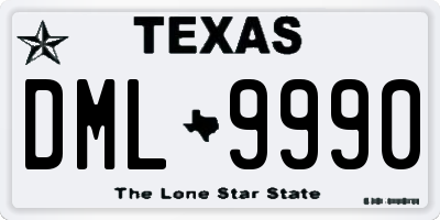 TX license plate DML9990