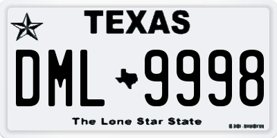 TX license plate DML9998