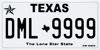 TX license plate DML9999