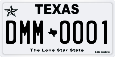 TX license plate DMM0001