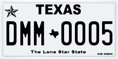 TX license plate DMM0005