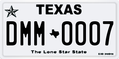 TX license plate DMM0007