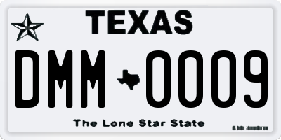 TX license plate DMM0009