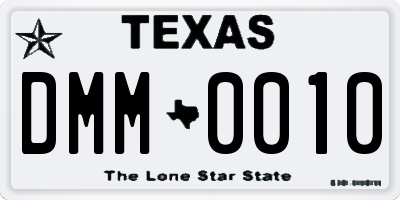 TX license plate DMM0010