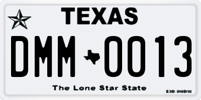 TX license plate DMM0013