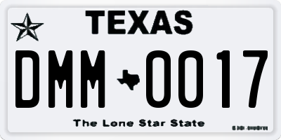 TX license plate DMM0017