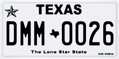 TX license plate DMM0026