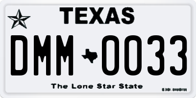 TX license plate DMM0033