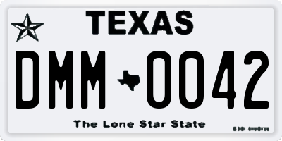 TX license plate DMM0042