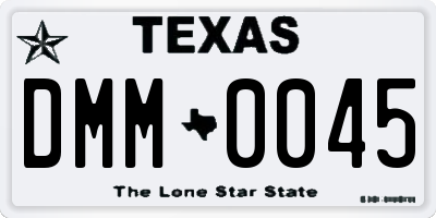 TX license plate DMM0045