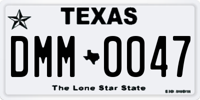 TX license plate DMM0047