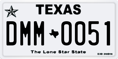 TX license plate DMM0051