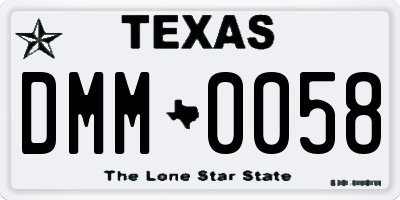 TX license plate DMM0058