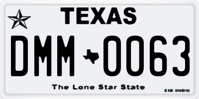TX license plate DMM0063