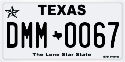 TX license plate DMM0067